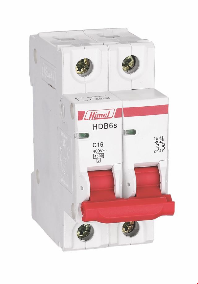 کلید مینیاتوری Himel تیپ C دو پل سری HDB6S با جریان های 1/2/4/6/10/16/20/25/32/40/50/63A