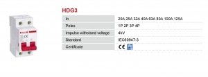  کلید خشک - ایزولاتور Himel تک پل سری HDG3 با جریان 32/40/63/125A