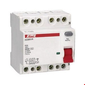 کلید نشتی جریان چهار پل (30mA(AC مدل HDB6VR با جریان 10/16/25/32/40/63/80/100A